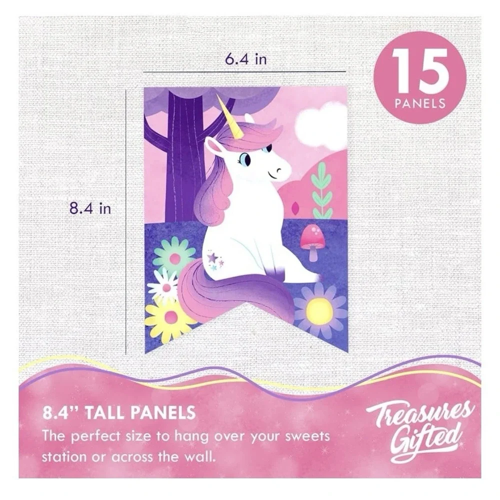 Treasures Gifted Kids Unicorn Happy Birthday Banner 2 Pack Rainbow Pink Party